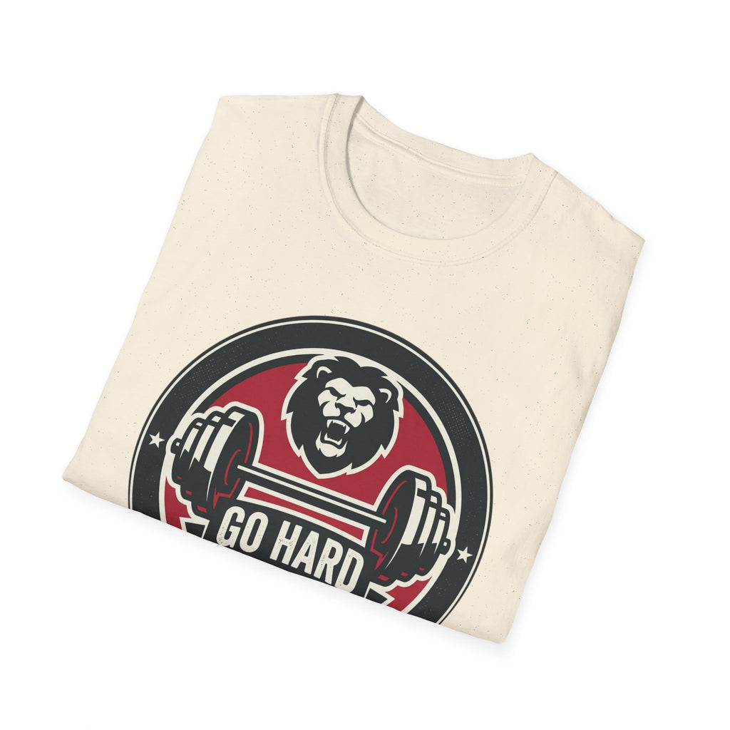 T-Shirt — 'Go Hard or Just Don't Go' Lion Barbell Gym Tee