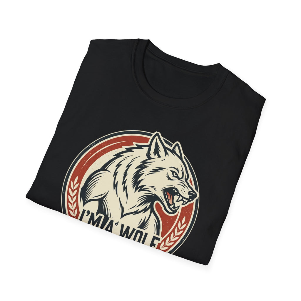 Wolf Graphic T-Shirt — Retro 'I'm a Wolf I Eat Dogs' Novelty Tee
