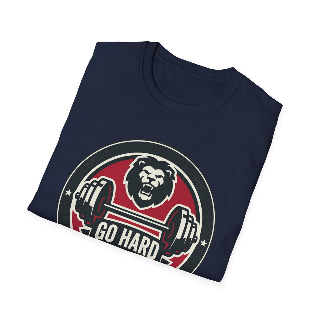 T-Shirt — 'Go Hard or Just Don't Go' Lion Barbell Gym Tee