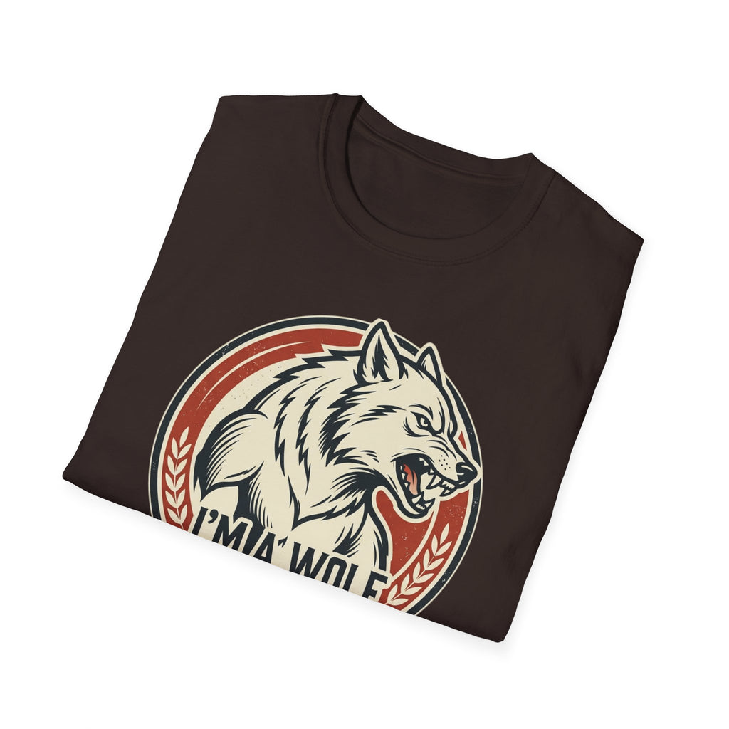 Wolf Graphic T-Shirt — Retro 'I'm a Wolf I Eat Dogs' Novelty Tee