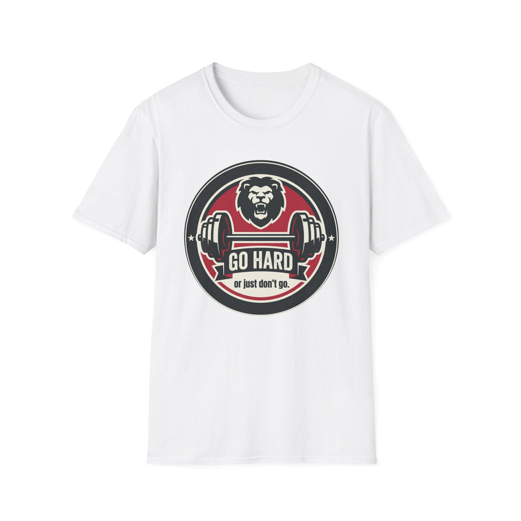 T-Shirt — 'Go Hard or Just Don't Go' Lion Barbell Gym Tee
