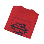 No Pain No Gain Barbell T-Shirt — Motivational Gym Fitness Tee