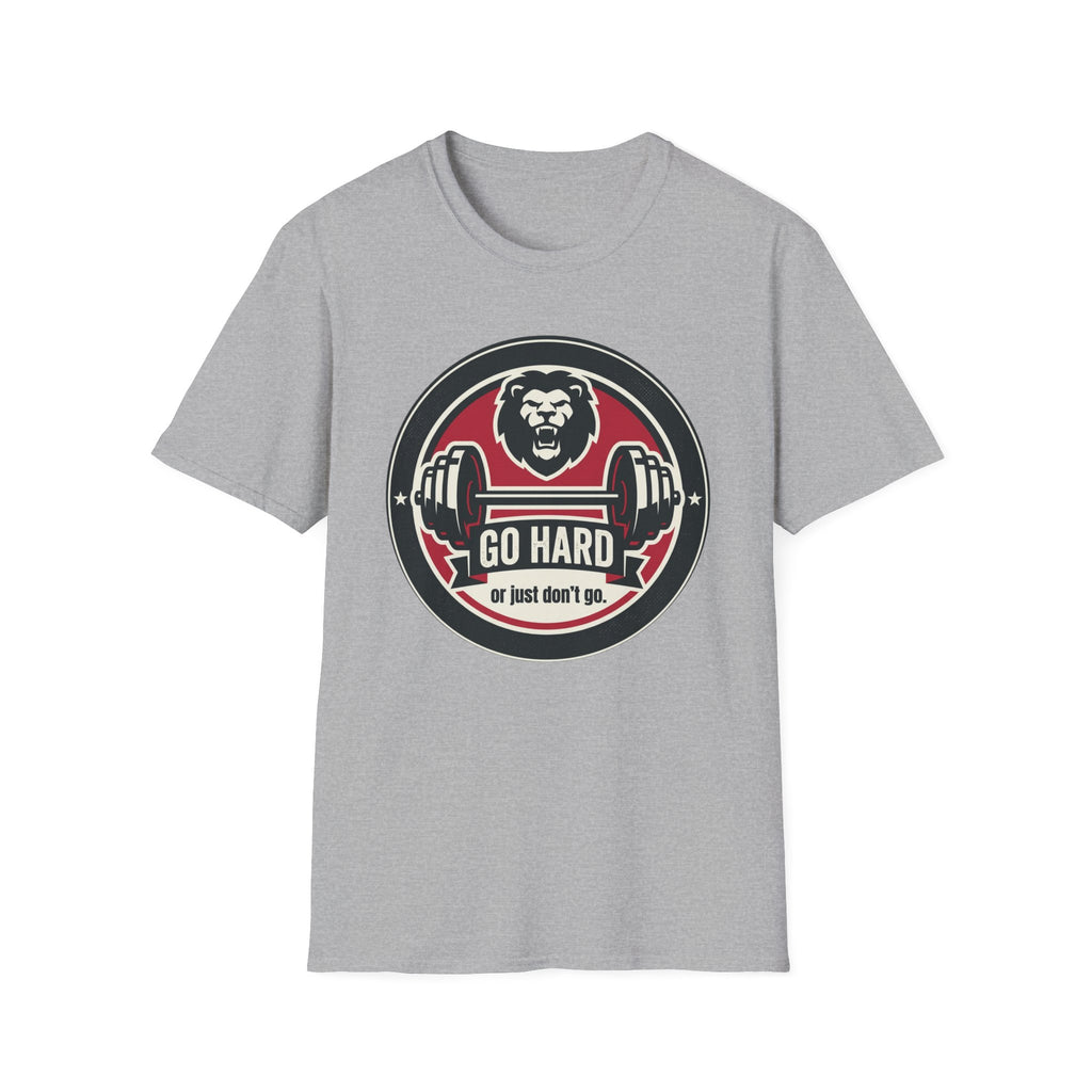 T-Shirt — 'Go Hard or Just Don't Go' Lion Barbell Gym Tee