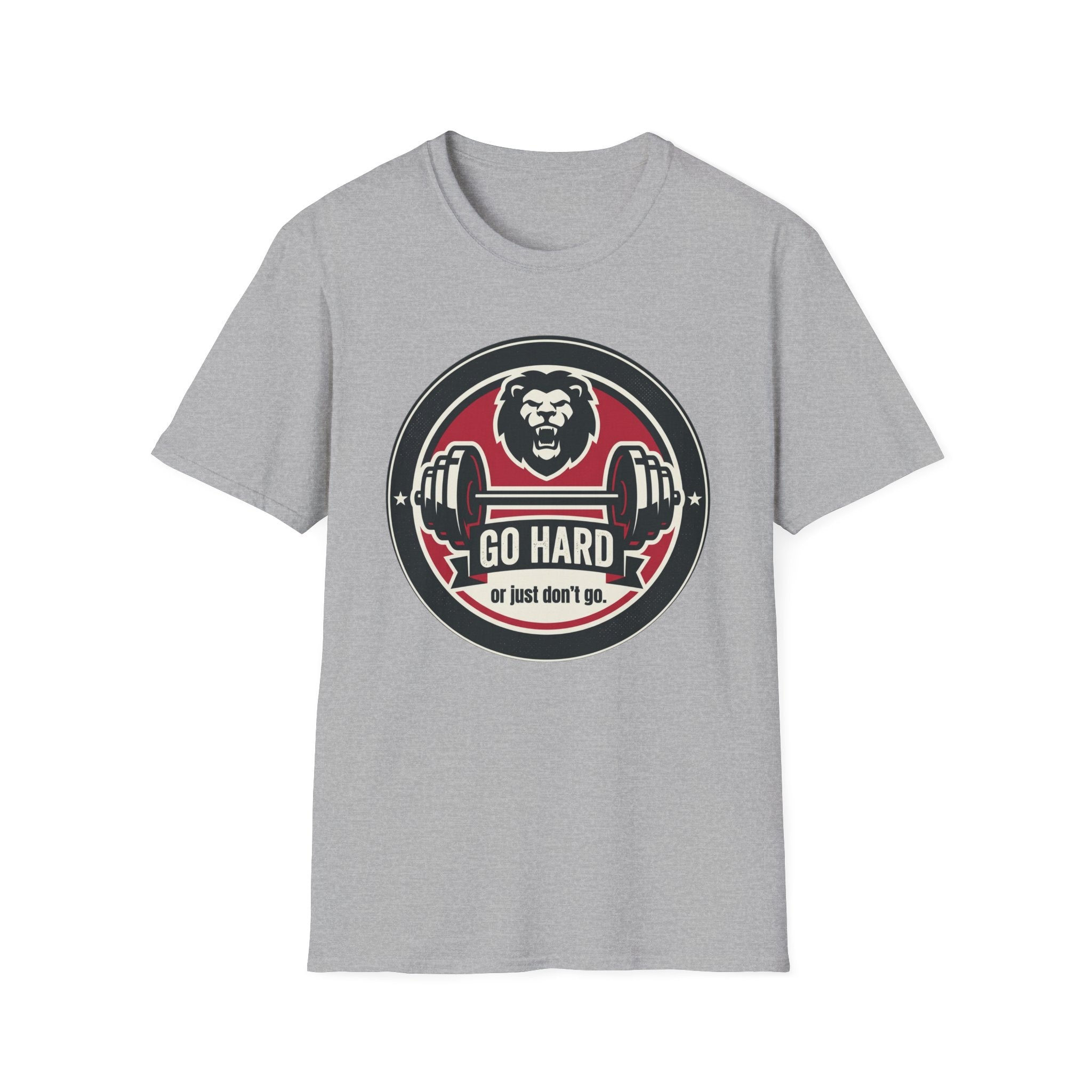 T-Shirt — 'Go Hard or Just Don't Go' Lion Barbell Gym Tee